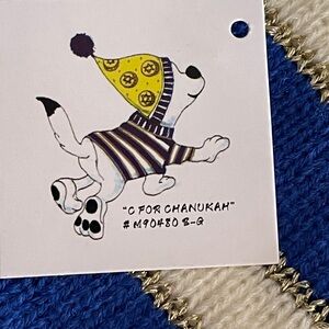 WHOOPI GOLDBERG C For Chanukah Blue White Yellow Dog Sweater & Beanie Set Medium